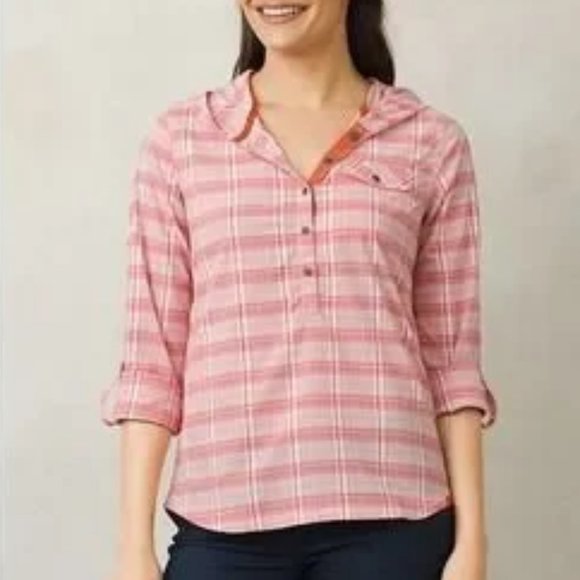 PrAna Women's Anja Hooded Pullover Top Cosmo‎ Pink S L- Like New - Picture 1 of 11